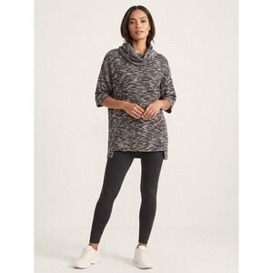 Sympli Womens Cowl‎ Neck Marled Knit Oversized Tunic Sweater Black White Size 14